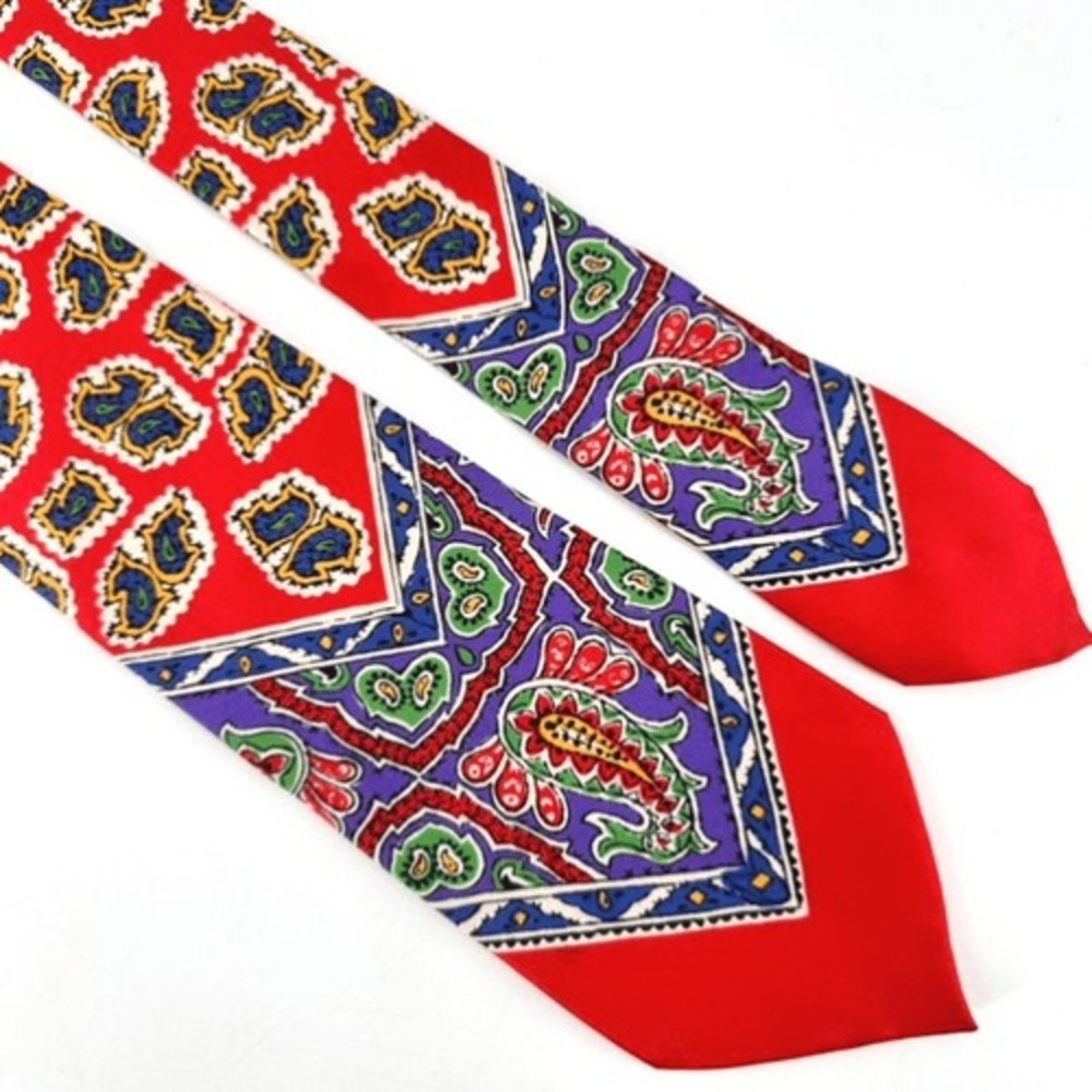 Ralph‎ Lauren Purple Label Tie Mens Red Paisley Silk Made in Italy Luxury Dandy - Picture 4 of 11